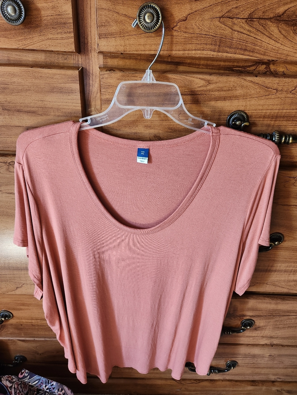 Old Navy Women's Short-Sleeve V-Neck Top in Burnt Orange Color